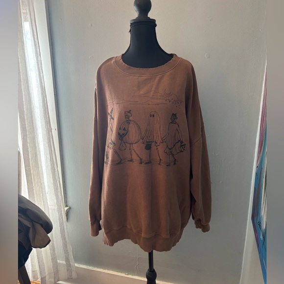 American eagle Halloween oversized sweatshirt womens XL trick or treat ghost - Picture 2 of 7